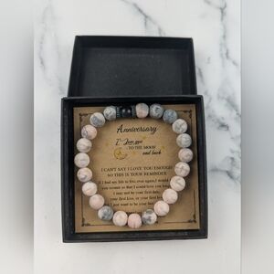 Anniversary “I Love You to the Moon and Back” Natural Stone Beaded Bracelet Gift
